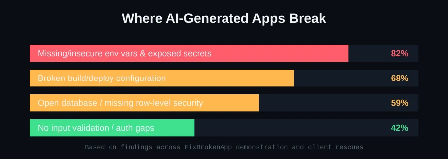 Chart of the most common issues found in AI-generated apps